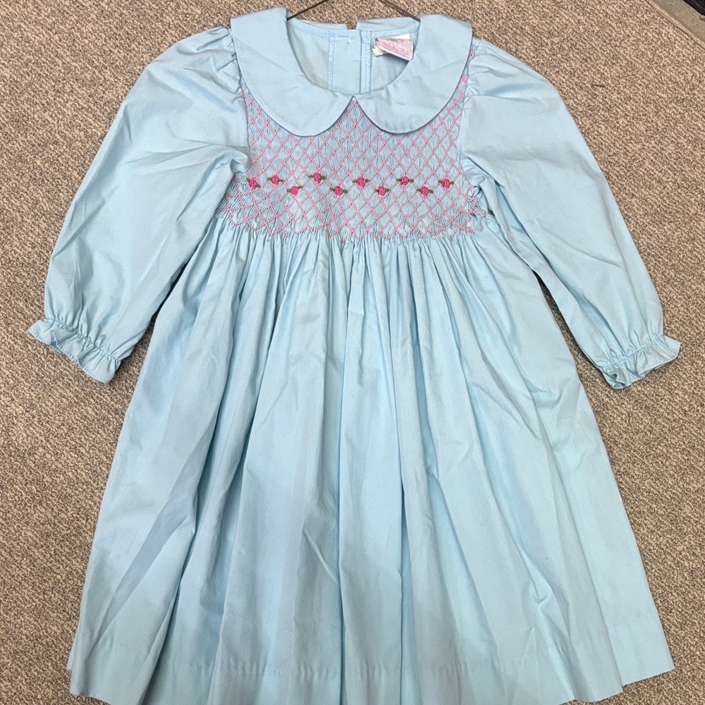 Blue Smocked Kids Dress